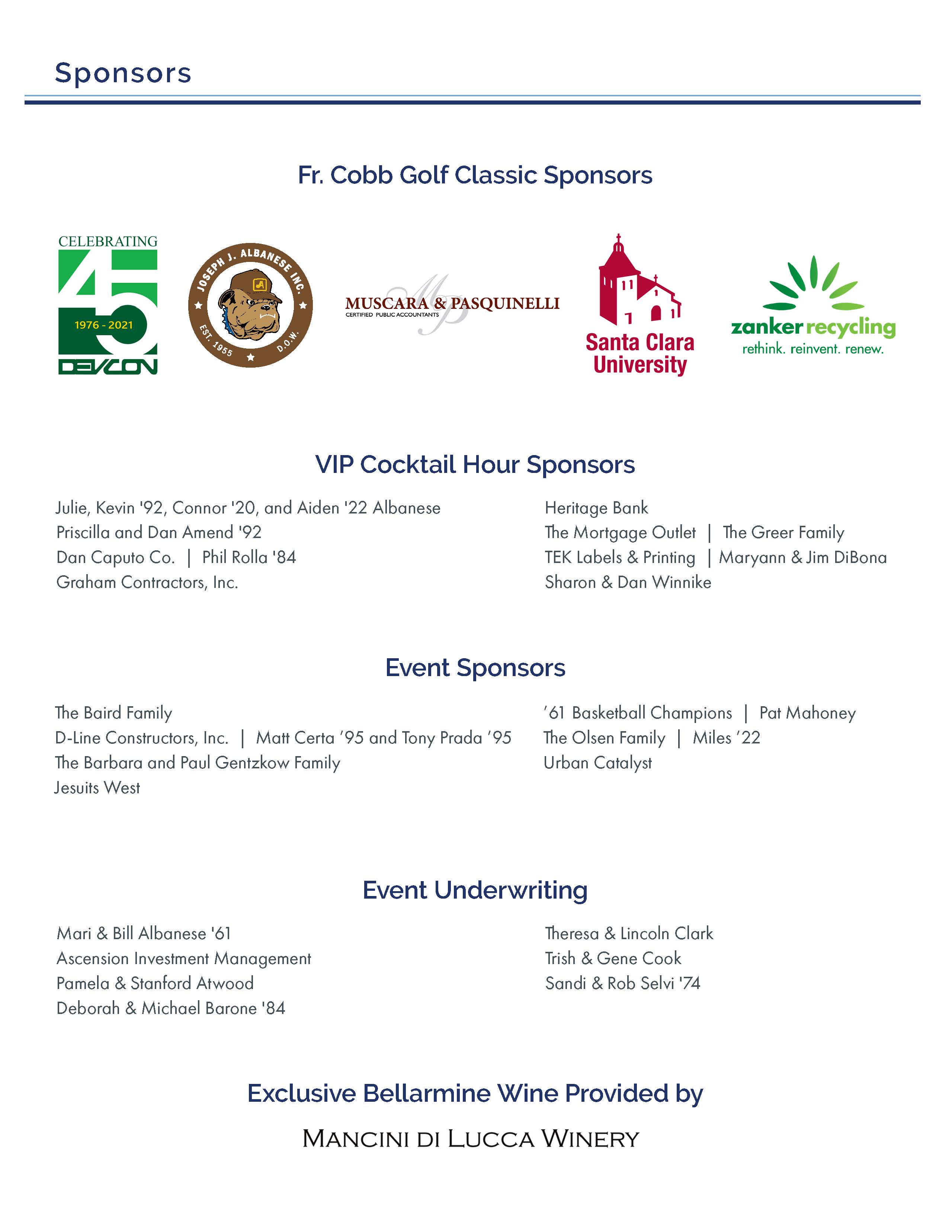 Virtual Auction 2021 Sponsors