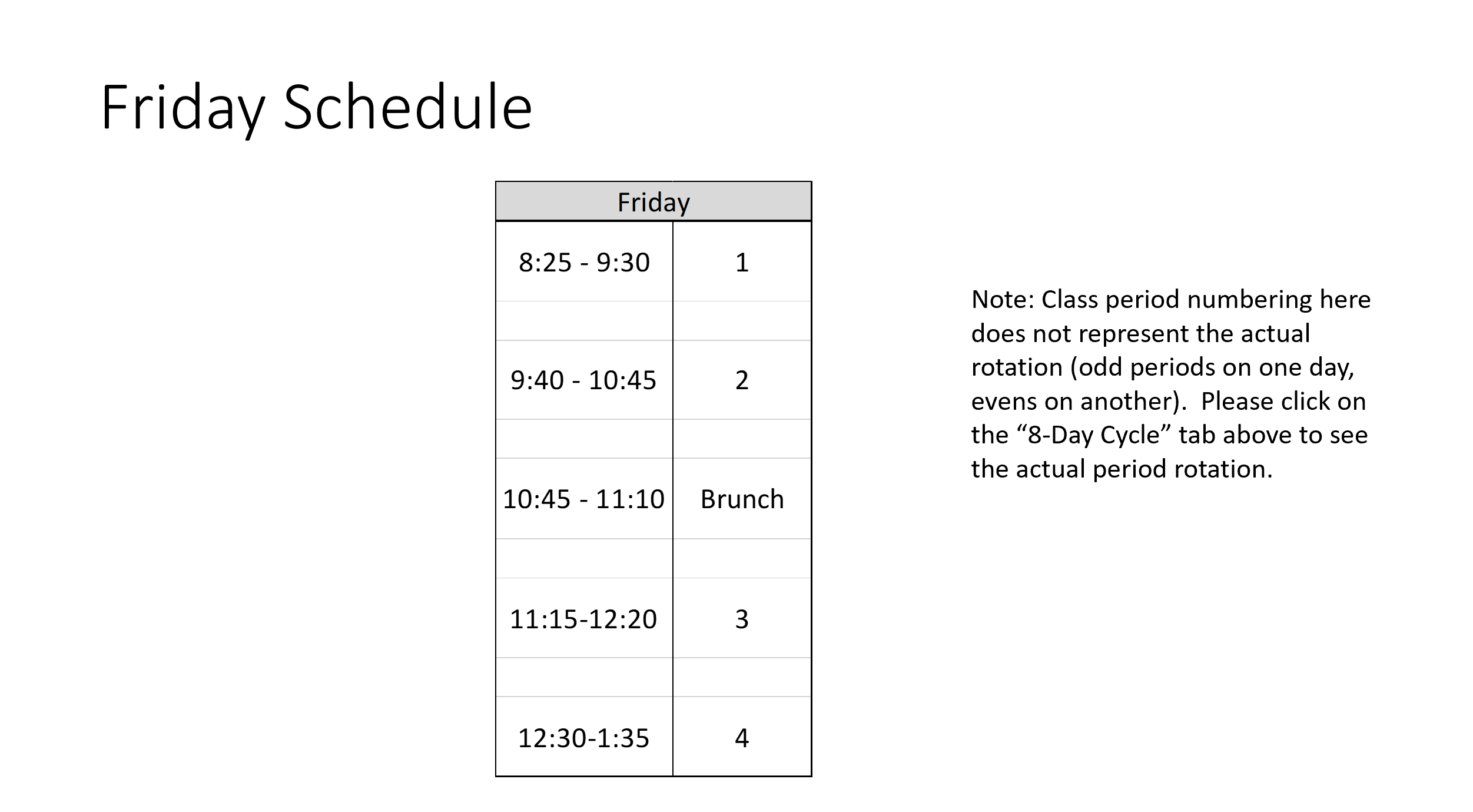 friday Schedule